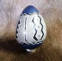 African Soapstone Egg - colorful design